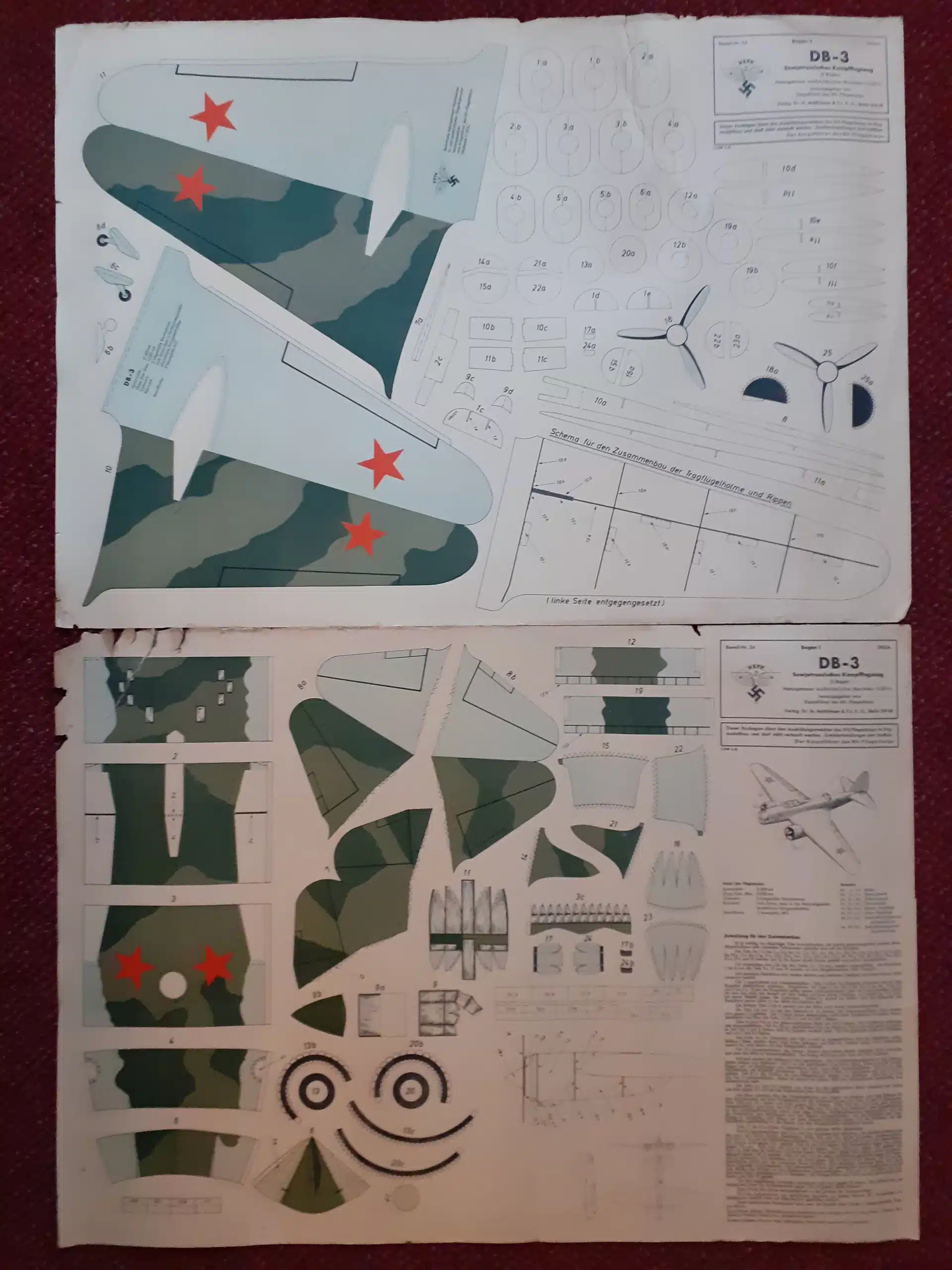 WWII GERMAN PAPER AIRPLANE MODEL KIT, ILYUSHIN DB-3 BOMBER.  CIRCA 1939 - Image 3