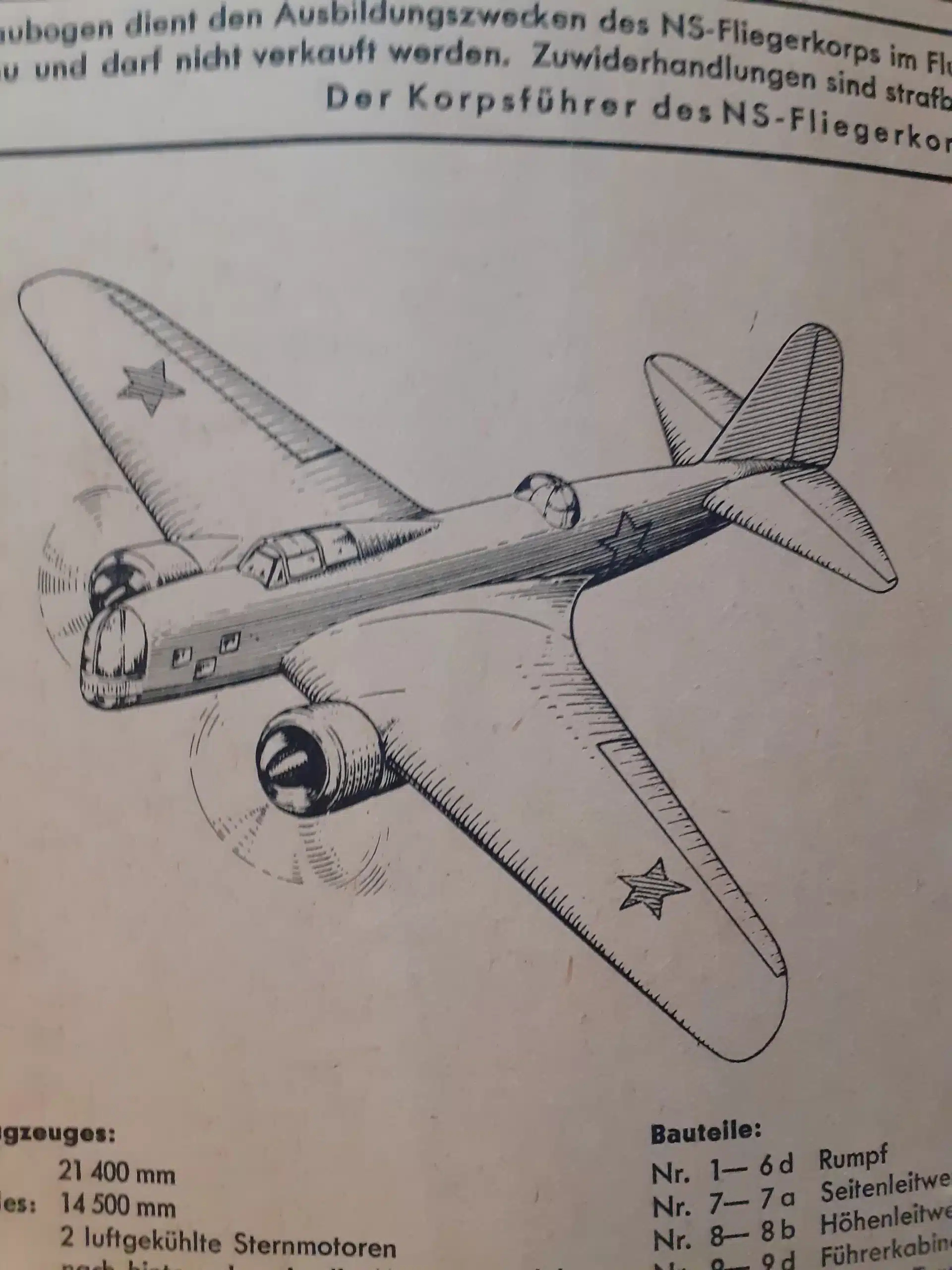 WWII GERMAN PAPER AIRPLANE MODEL KIT, ILYUSHIN DB-3 BOMBER.  CIRCA 1939 - Image 14