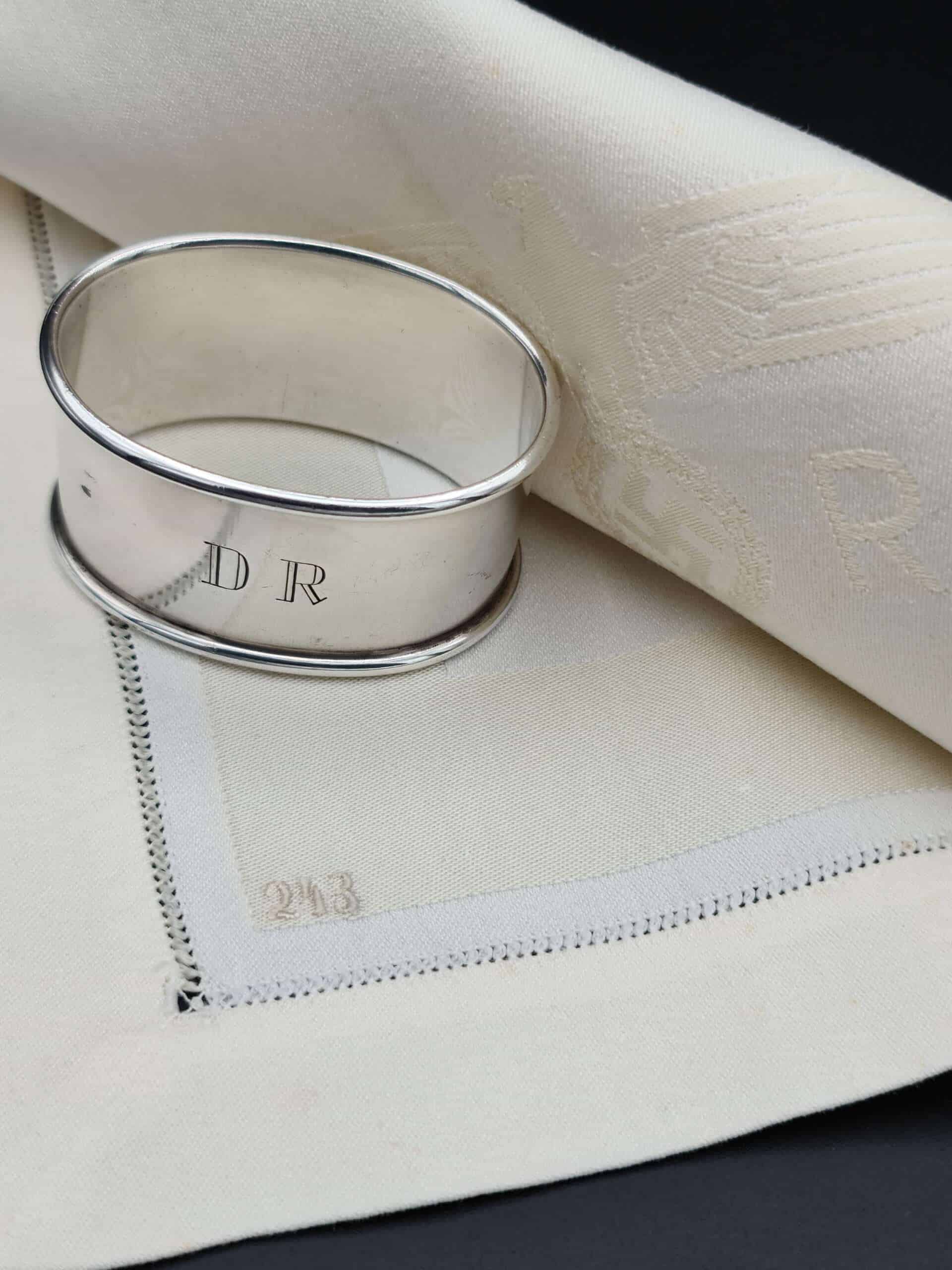 Deutsche Reichsbahn Formal Napkin & Silver Napkin Ring Set from Hermann Göring`s Dining Wagon 10 ‘243’