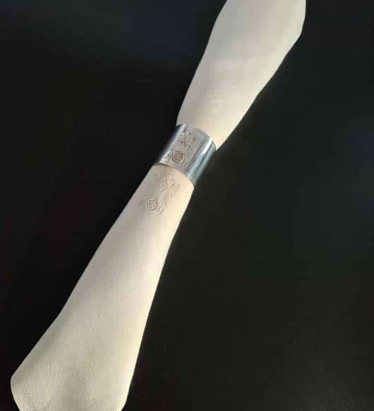 Adolf Hitler Floral & Ribbon Pattern Formal Napkin & Silver Formal Napkin Ring Set from The Berghof