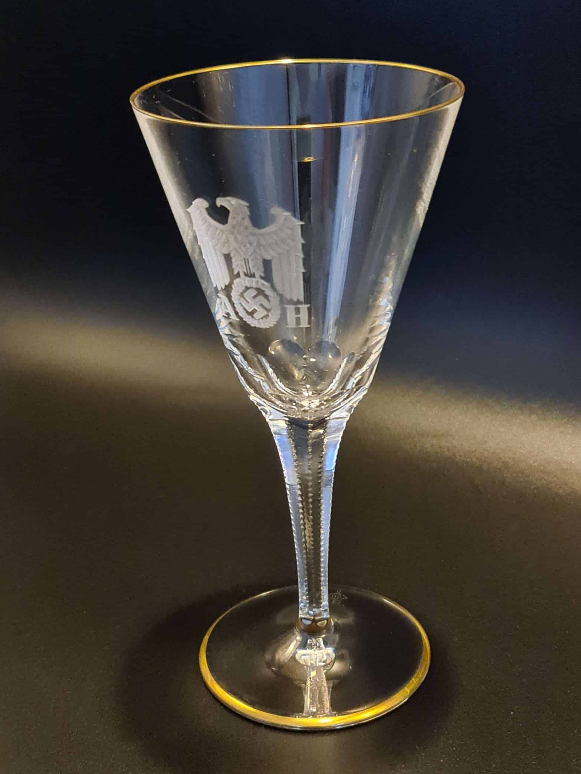 Lead Crystal White Wine Glass from Adolf Hitler's Personal Table Service at The Berghof