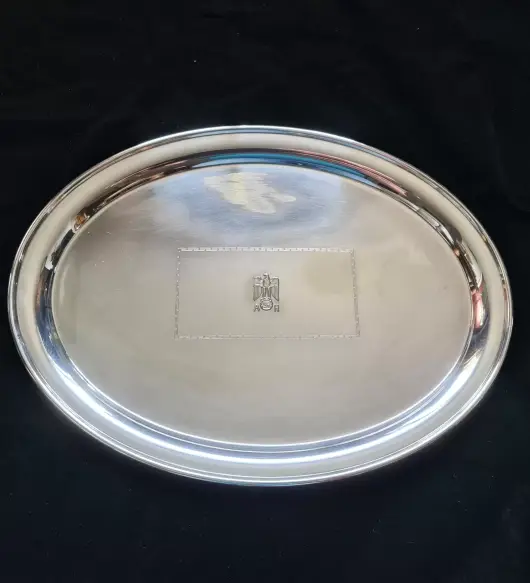 Adolf Hitler Personal Formal Silverware, Oval Serving Tray, by Bruckmann & Sohne ‘925’