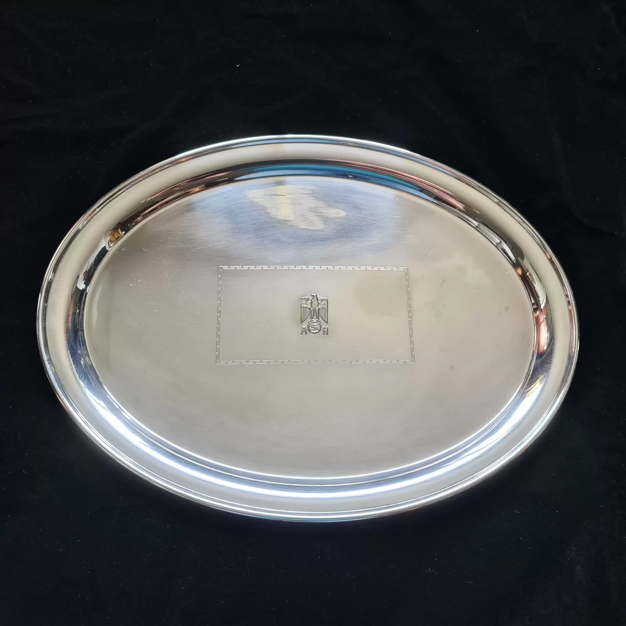 Adolf Hitler Personal Formal Silverware, Oval Serving Tray, by Bruckmann & Sohne ‘925’