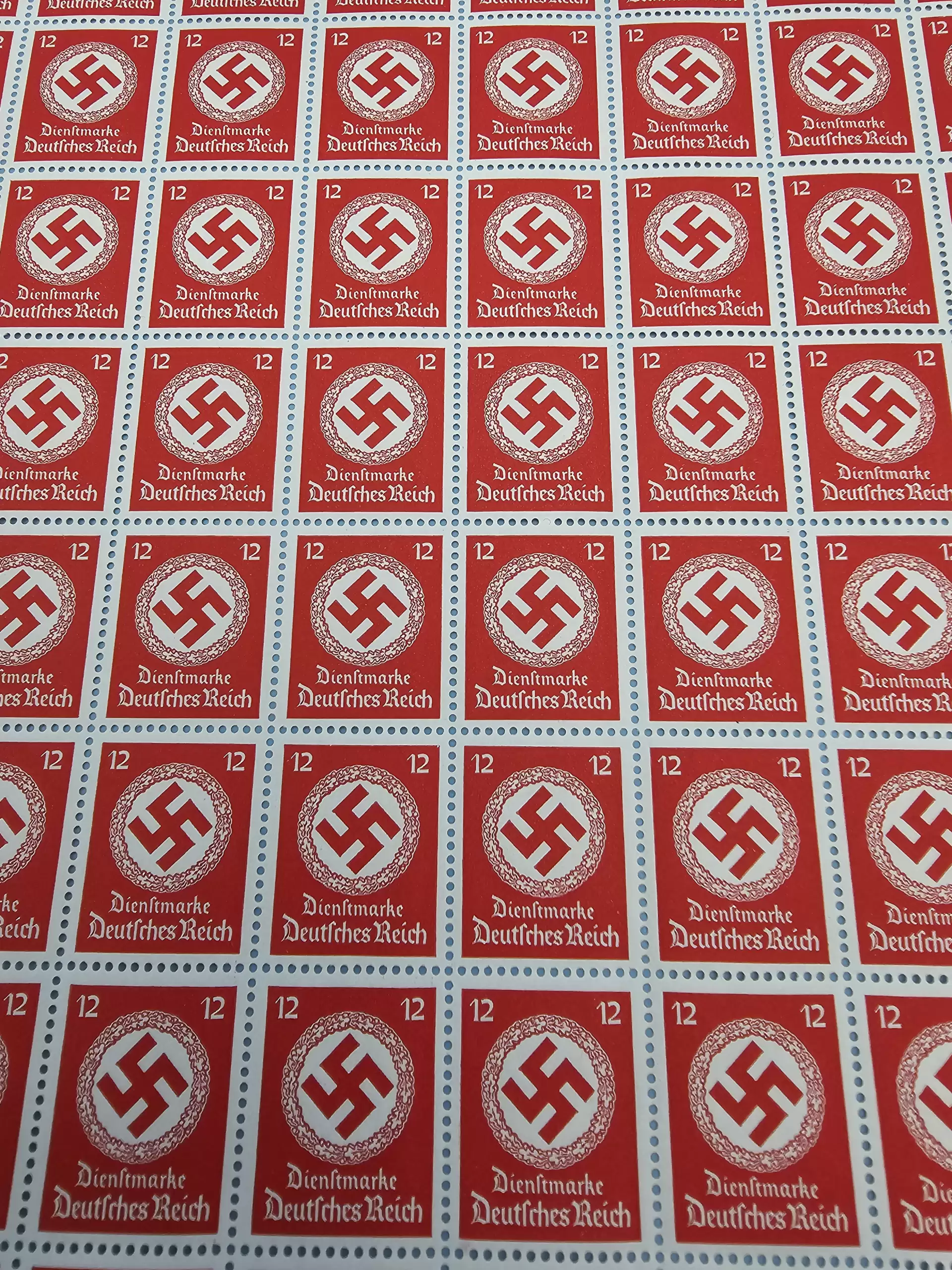 Third Reich Stamps; 1942  Party Oficial, for use of Officials of the National Socialist German Workers Party, sheet of 100 stamps, VF NH - Image 4