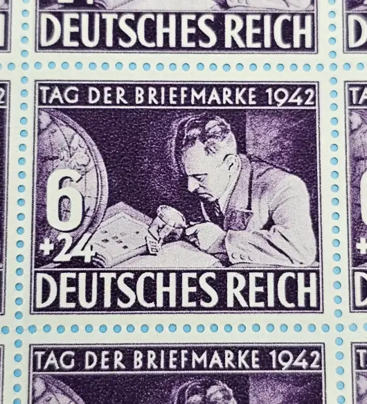 Third Reich Stamps; 1942 philatelist Day and Adolf Hitler's Cultural Fund, sheet of 50 stamps, VF NH