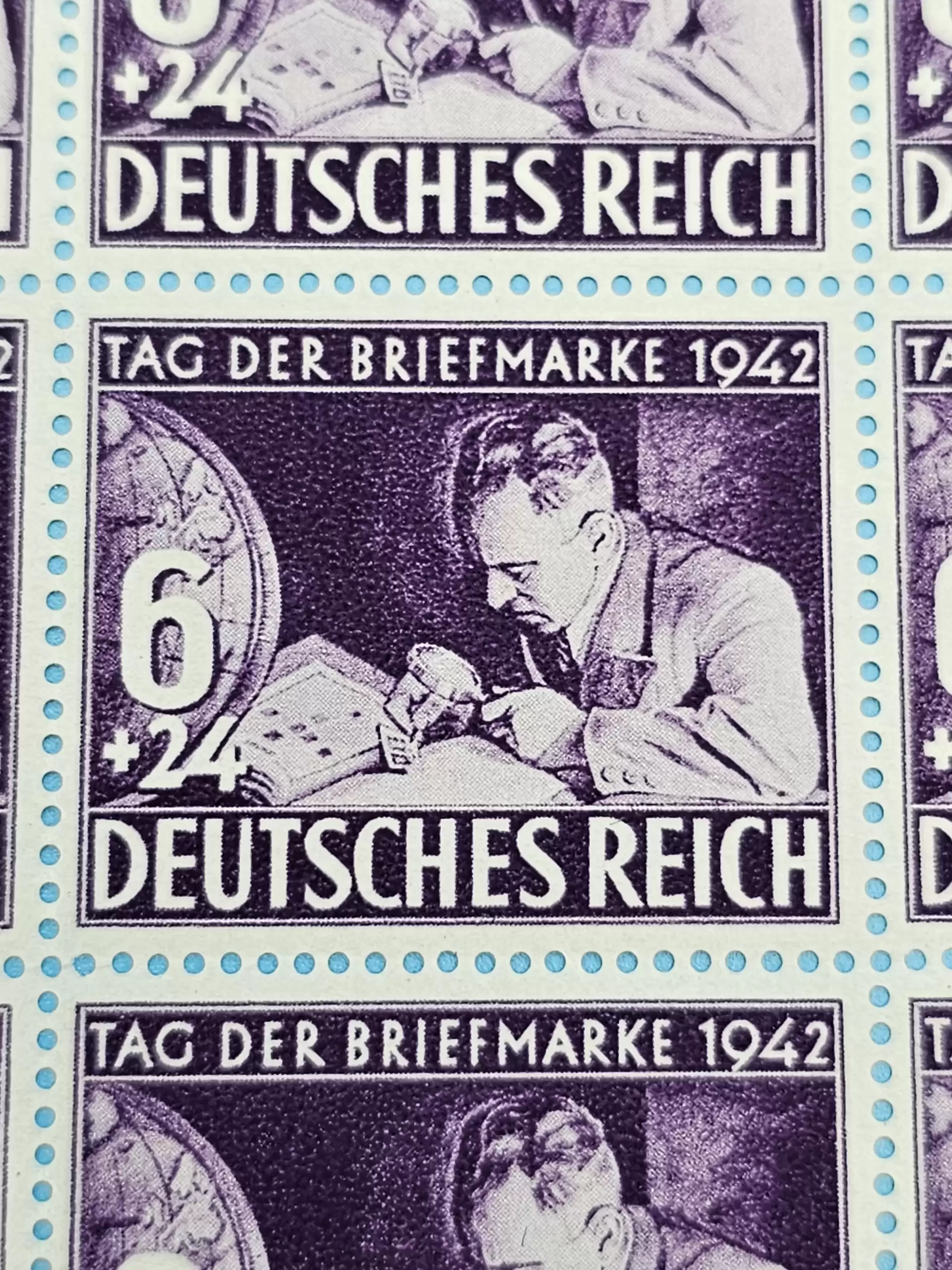 Third Reich Stamps; 1942 philatelist Day and Adolf Hitler's Cultural Fund, sheet of 50 stamps, VF NH